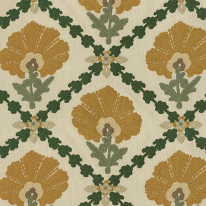 Grand Fleur Embroidery Golden 411400 by PKL Studio Designer Fabric