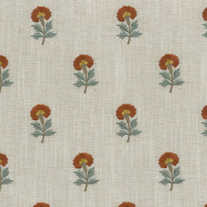 Thistle Embroidery Persimmon 411492 by PKL Studio Designer Fabric