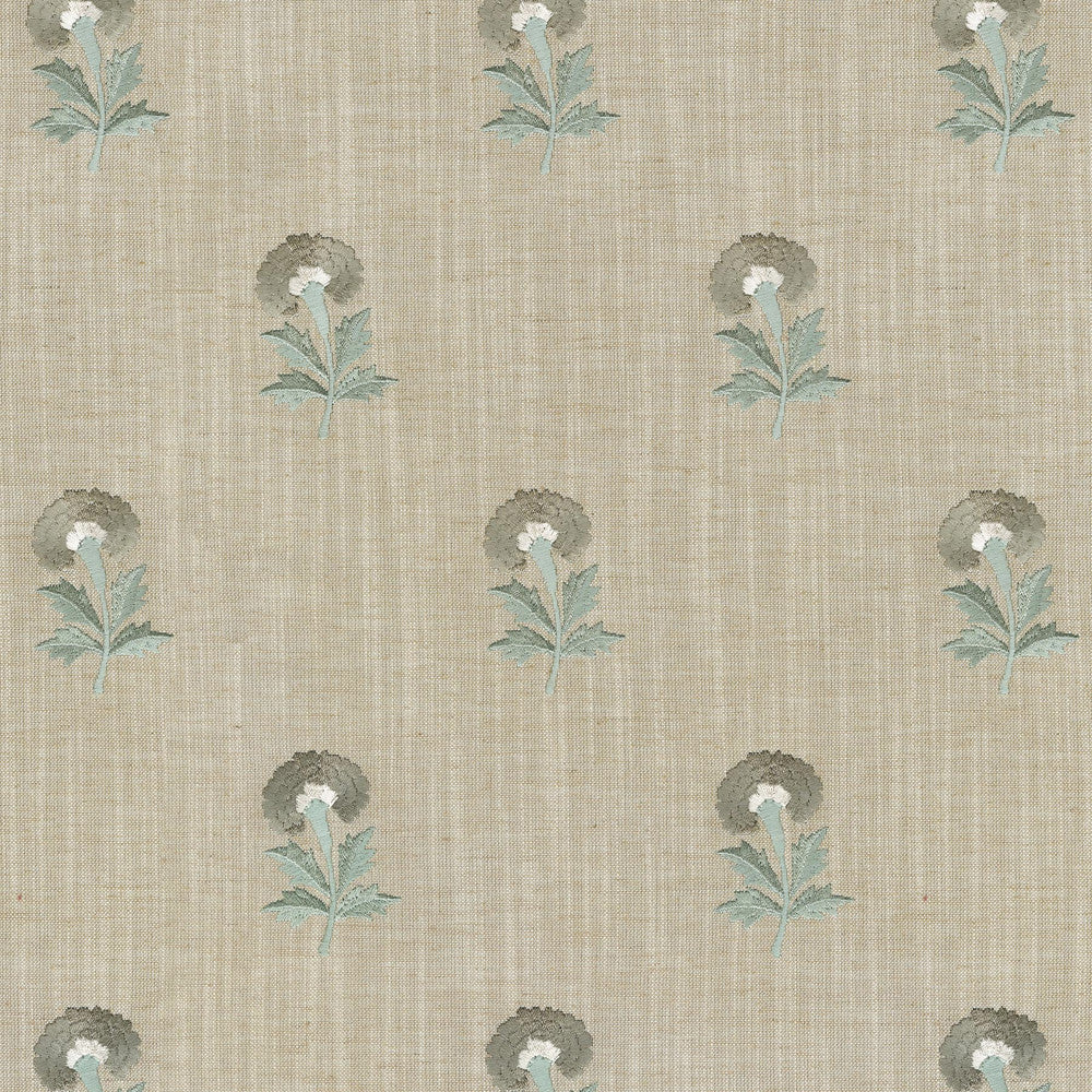 Thistle Embroidery Shoreline 411493 by PKL Studio Designer Fabric - 82% polyester, 11% cotton, 7% linen Emboidery 100% rayon India 51000 Horizontal: 5.3 and Vertical: 6.2 54 - Swanky Fabrics -