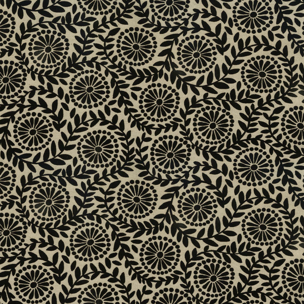 Flock Botanical Black 411640 by PKL Studio Designer Fabric - Base 80% cotton, 20% linen Face: 100% acrylic flock fibers China 51000 Horizontal: 27 and Vertical: 13.5 54 - Swanky Fabrics -