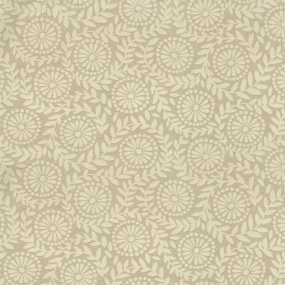 Flock Botanical Ivory 411641 by PKL Studio Designer Fabric Base 80% Cotton 20% Linen, Flock 100% Acrylic China 51000 Horizontal: 27 and Vertical: 13.5 54 - Swanky Fabrics -