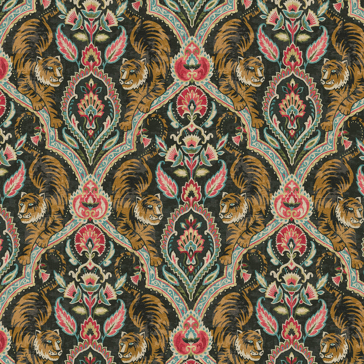 Twin Tigers Noir 411790 by PKL Studio Designer Fabric 100% Cotton Peru 24000 Horizontal: 13.5 and Vertical: 18 54/55 - Swanky Fabrics -