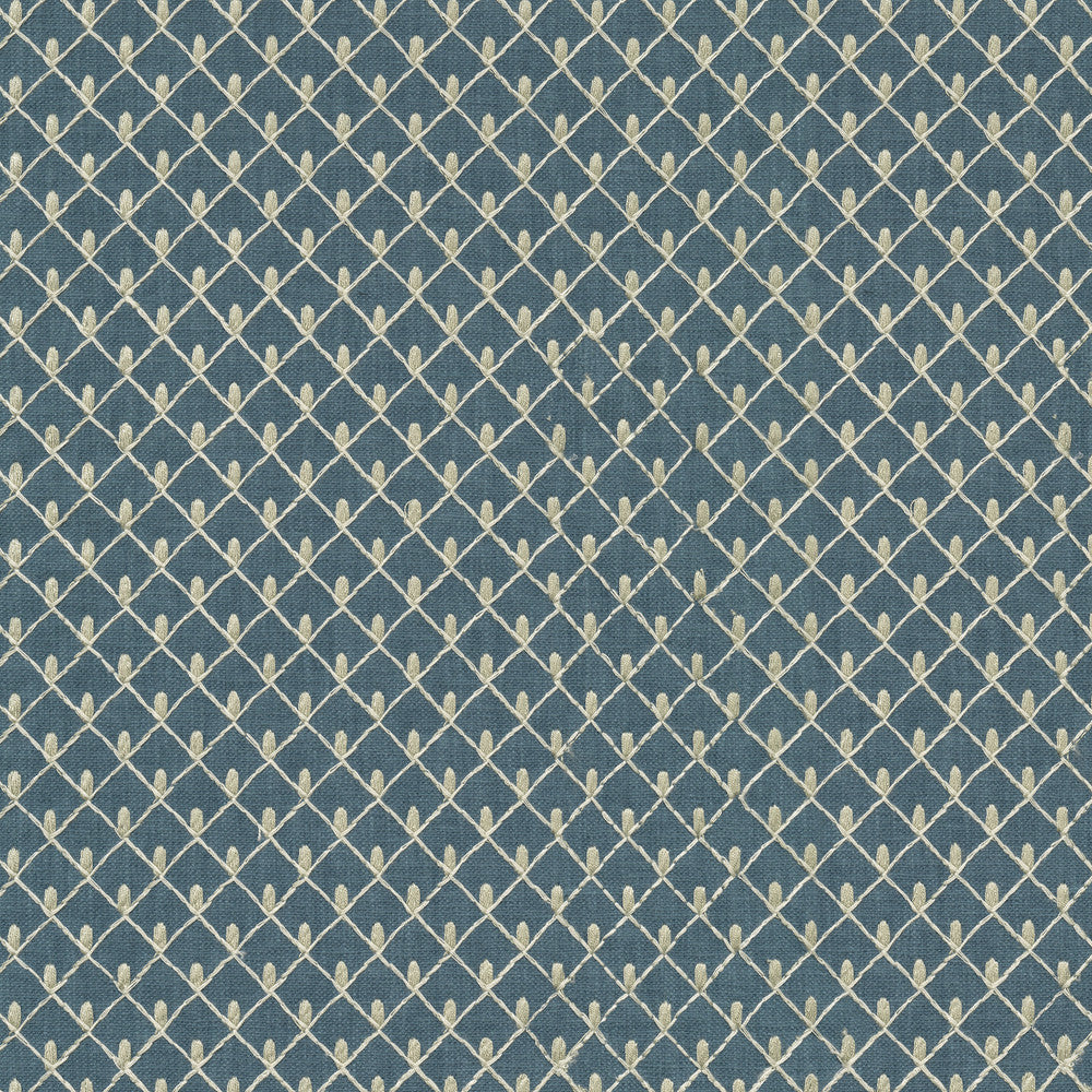 Picot Emb Indigo 411840 by PKL Studio Designer Fabric Base 50% Polyester, 50% Cotton Emb 100% Rayon India 51000 Horizontal: 1 and Vertical: 1 55 - Swanky Fabrics -