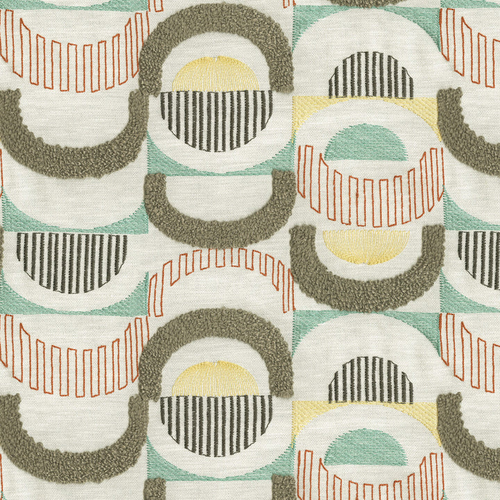 Half Moon Emb Mosaic 411870 by PKL Studio Designer Fabric Base 71% Polyester 29% Cotton Emb 100% Rayon India 51000 Horizontal: 12.5 and Vertical: 9.25 54 - Swanky Fabrics -
