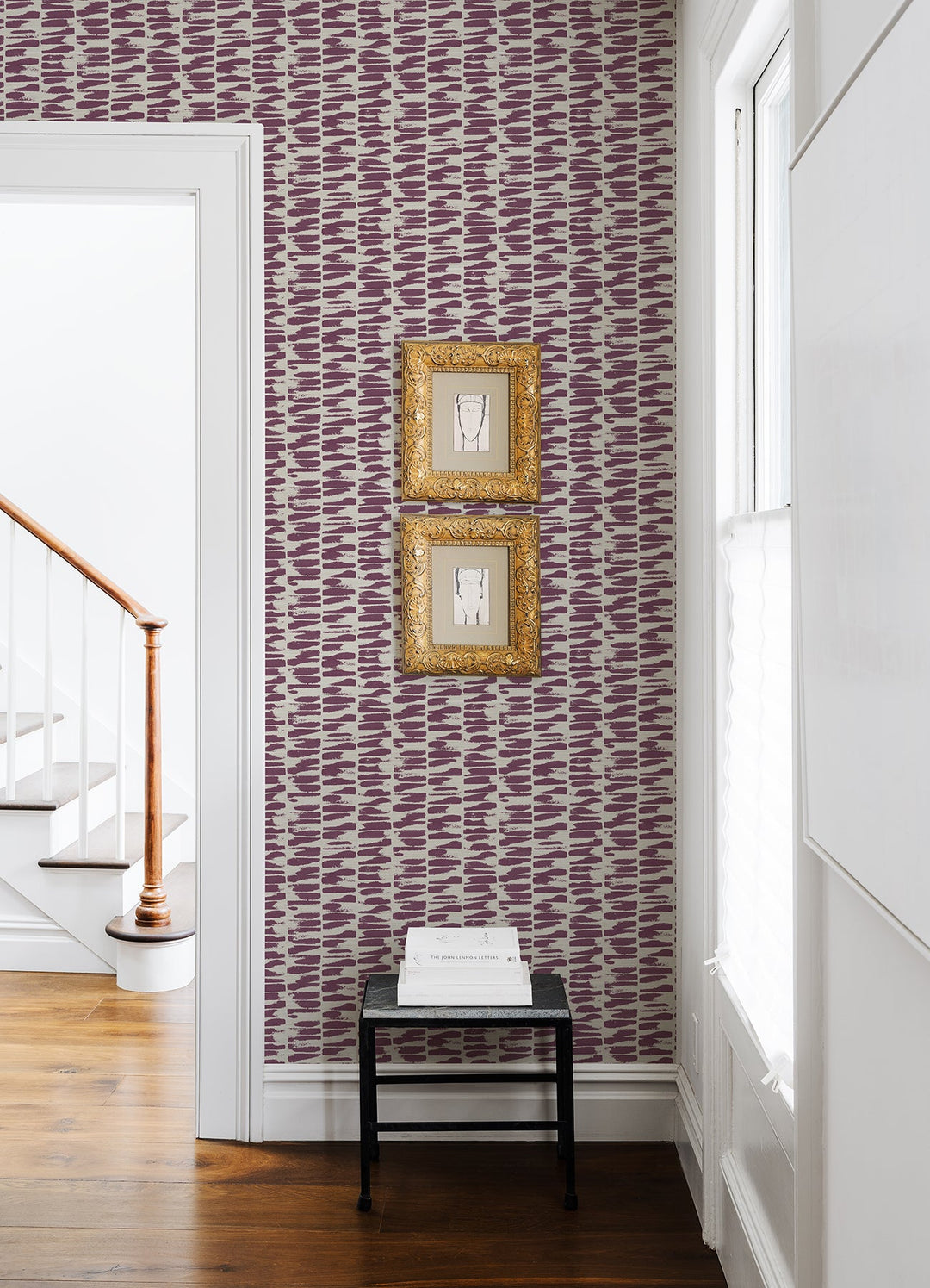 Myrtle Purple Abstract Stripe Wallpaper by A-Street Prints Designer