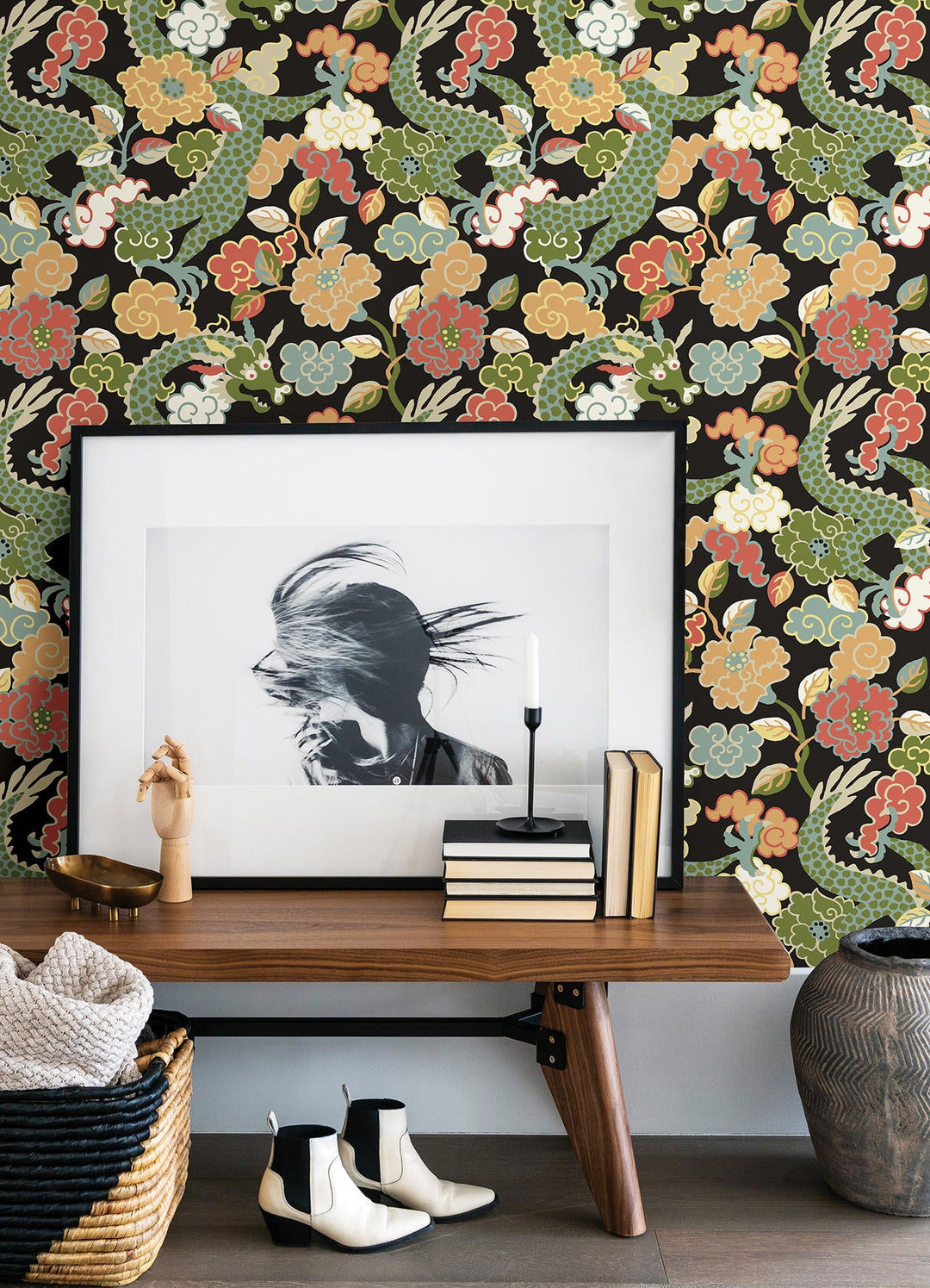 Yanci Green Dragon Wallpaper by A-Street Prints Designer