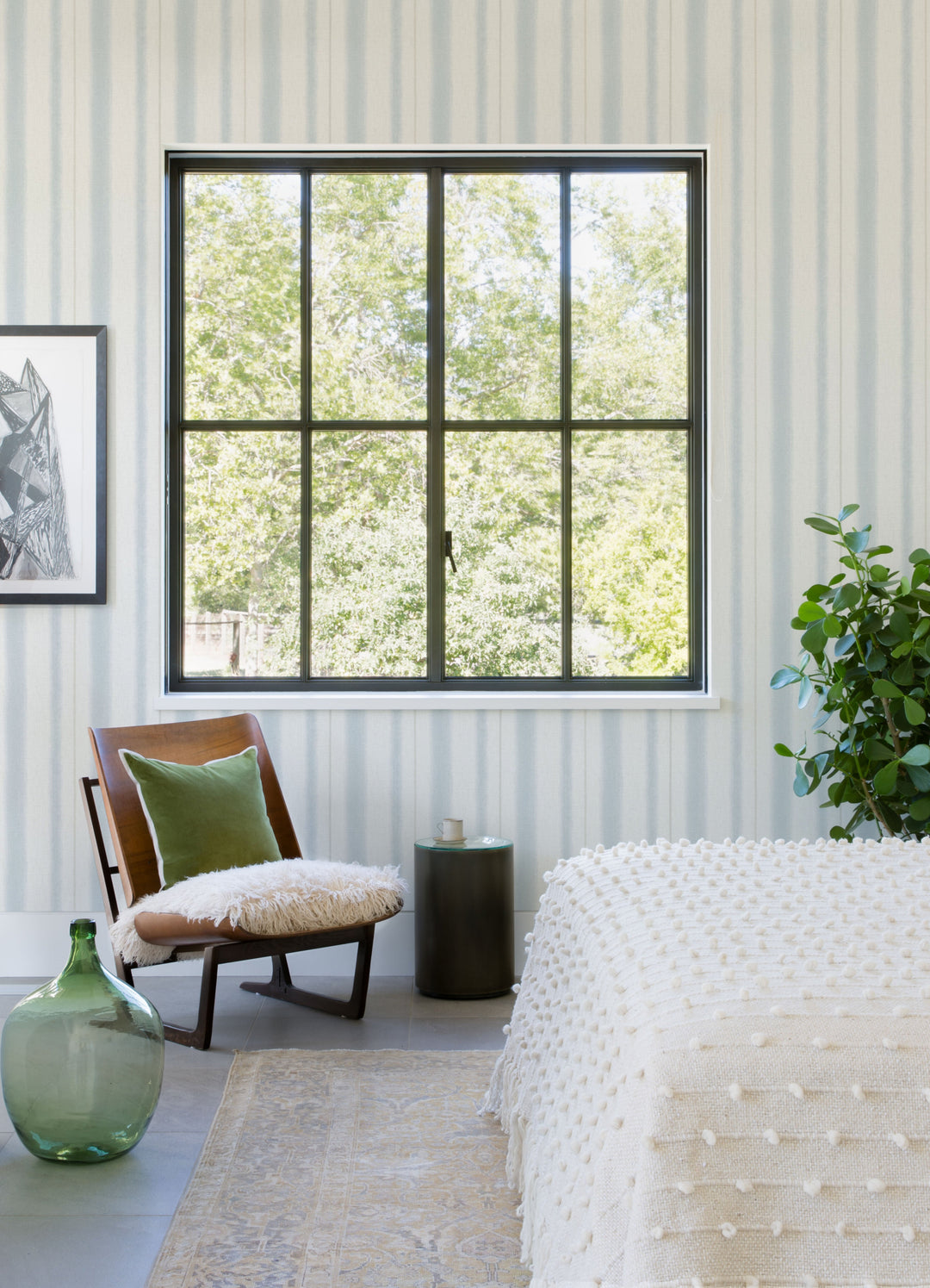 Alena Sky Blue Soft Stripe Wallpaper by A-Street Prints Designer