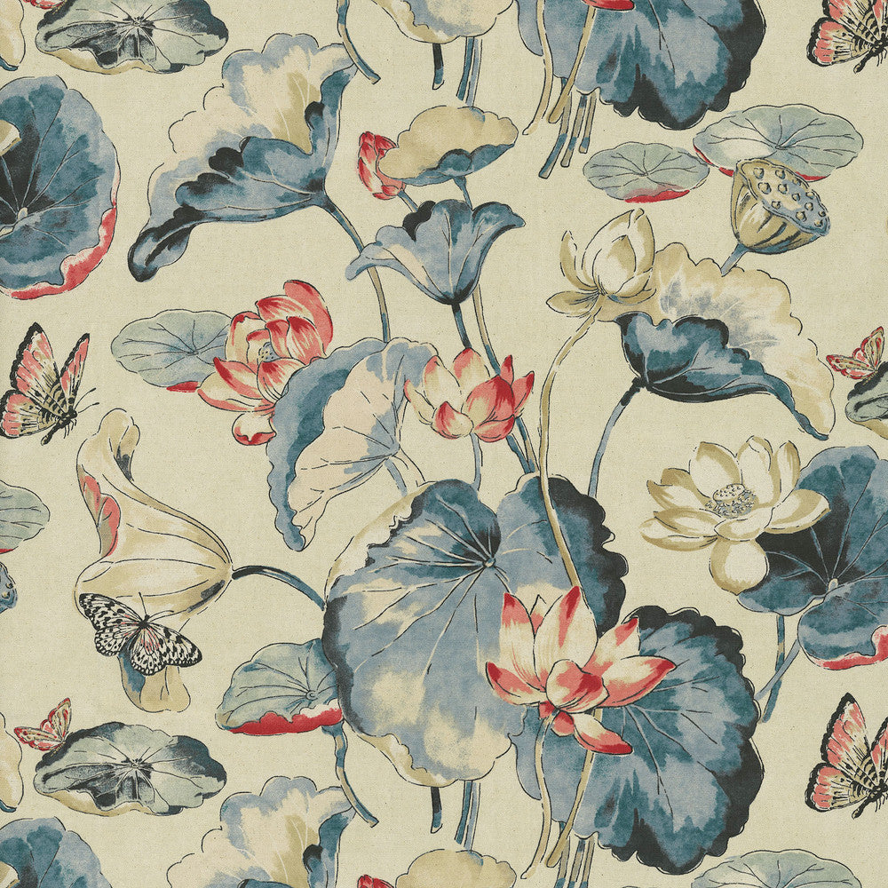 Water Garden Indigo 412262 by PKL Studio Designer Fabric 80% Cotton, 20% Linen China 15000 Horizontal: 27 and Vertical: 25.25 54/55 - Swanky Fabrics -
