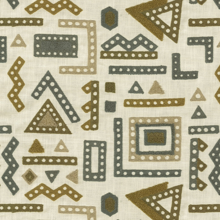 Geoscape Emb Papyrus 412361 by PKL Studio Designer Fabric Base 100% cotton, Emb: 100% acrylic India 51000 Horizontal: 17 and Vertical: 15.25 54 - Swanky Fabrics -