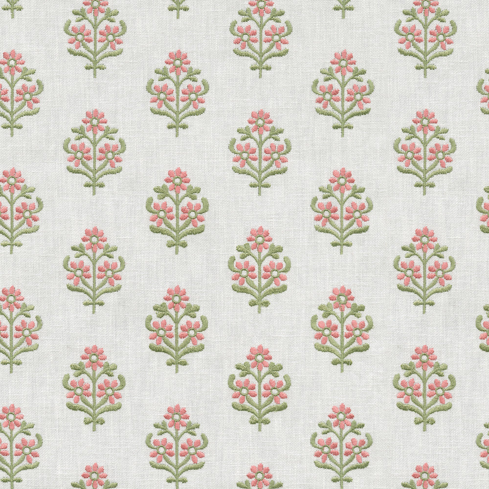 Floral Sprig Emb Spring 412381 by PKL Studio Designer Fabric Base 50% polyester, 50% cotton Emb: 100% polyester India 6000 Horizontal: 4.5 and Vertical: 3 55 - Swanky Fabrics -