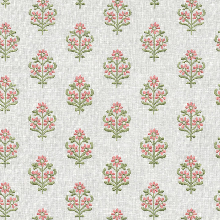 Floral Sprig Emb Spring 412381 by PKL Studio Designer Fabric Base 50% polyester, 50% cotton Emb: 100% polyester India 6000 Horizontal: 4.5 and Vertical: 3 55 - Swanky Fabrics -