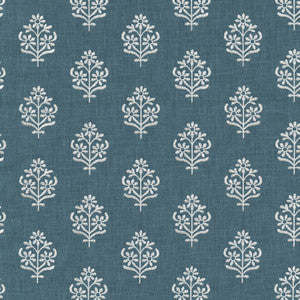 Floral Sprig Emb Indigo 412385 by PKL Studio Designer Fabric