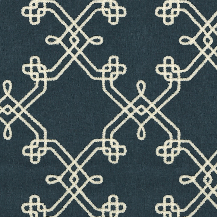 Dynasty Emb Indigo 412443 by PKL Studio Designer Fabric Base 60% polyester, 30% cotton, 10% linen Emb: 100% polyester India 51000 Horizontal: 8.75 and Vertical: 9.25 55 - Swanky Fabrics -
