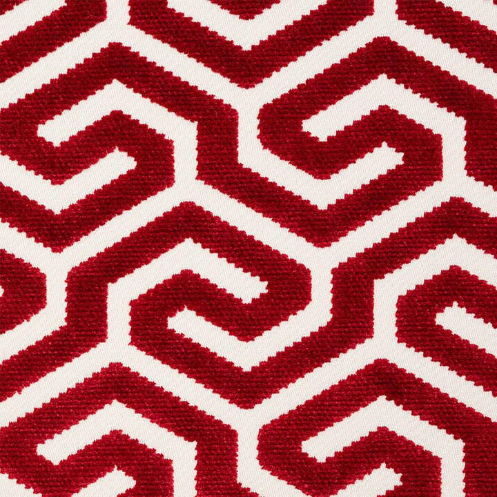 Ming Fret Velvet Red 73105 by Schumacher Designer Fabric Cut & Patterned Velvets 3.75" - Swanky Fabrics -