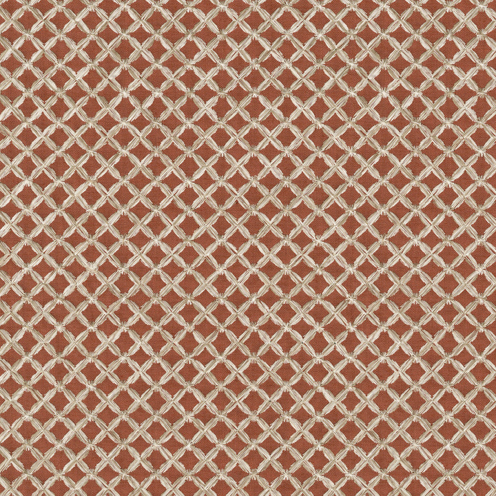 Laguna Emb Cinnabar 412482 by PKL Studio Designer Fabric Base 82% polyester, 11% cotton, 7% linen Emb: 100% cotton India 51000 Horizontal: 0.88 and Vertical: 0.75 56 - Swanky Fabrics -