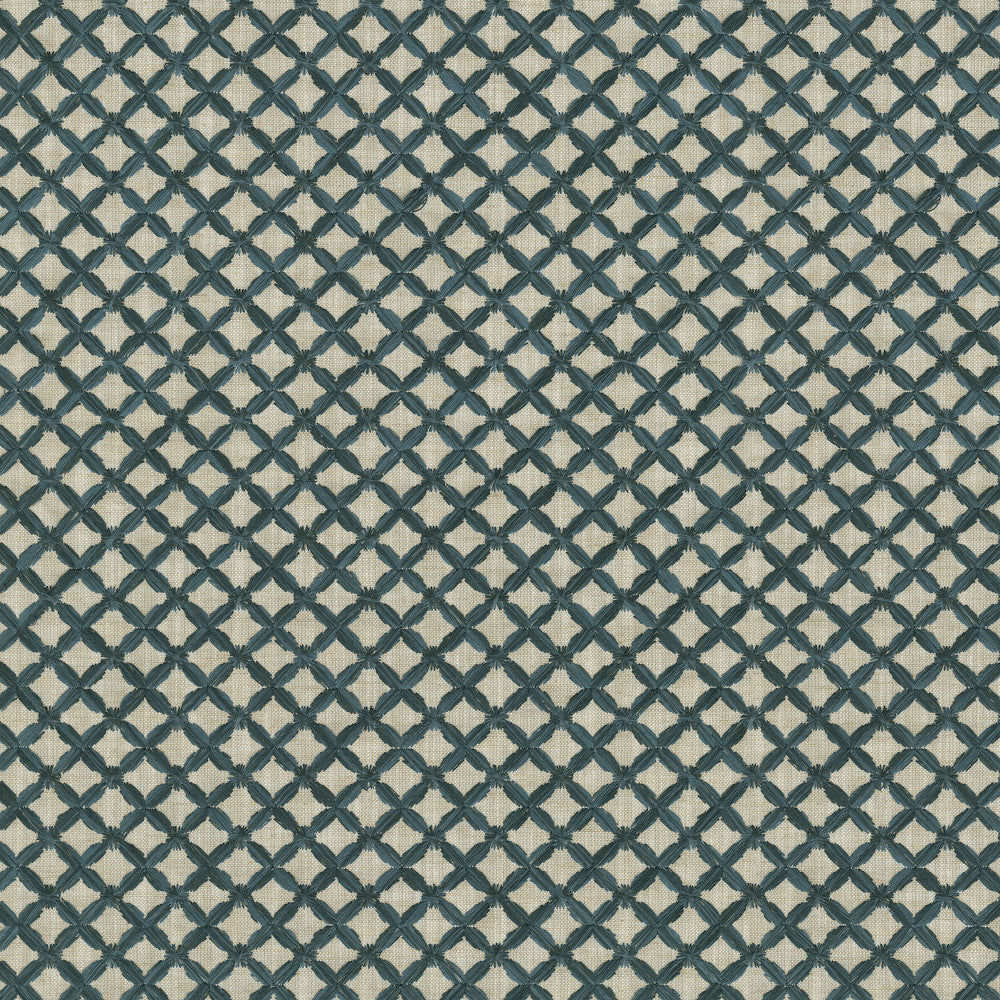 Laguna Emb Indigo 412483 by PKL Studio Designer Fabric Base 82% polyester, 11% cotton, 7% linen Emb: 100% cotton India 51000 Horizontal: 0.88 and Vertical: 0.75 56 - Swanky Fabrics -