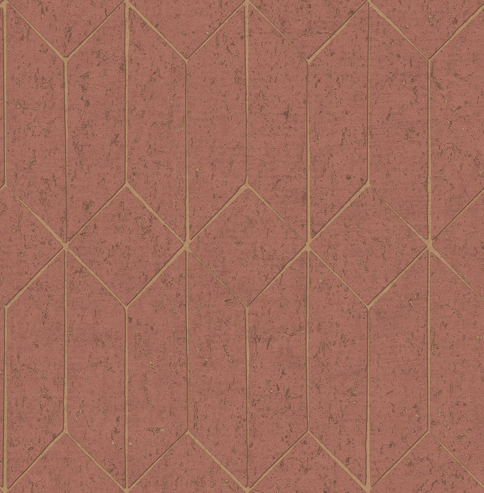 Hayden Raspberry Concrete Trellis Wallpaper by Advantage Designer Fusion Covers about 56.4 square feet 20.5-in by 33-ft long roll Unpasted 20.9 - Swanky Fabrics -