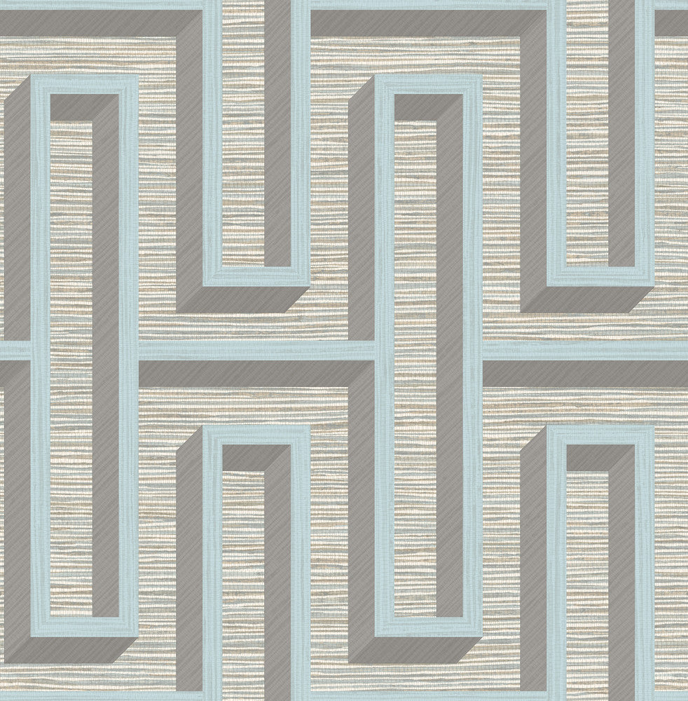 Henley Light Blue Geometric Grasscloth Wallpaper by Advantage Designer Fusion Covers about 56.4 square feet 20.5-in by 33-ft long roll Unpasted 20.9 - Swanky Fabrics -