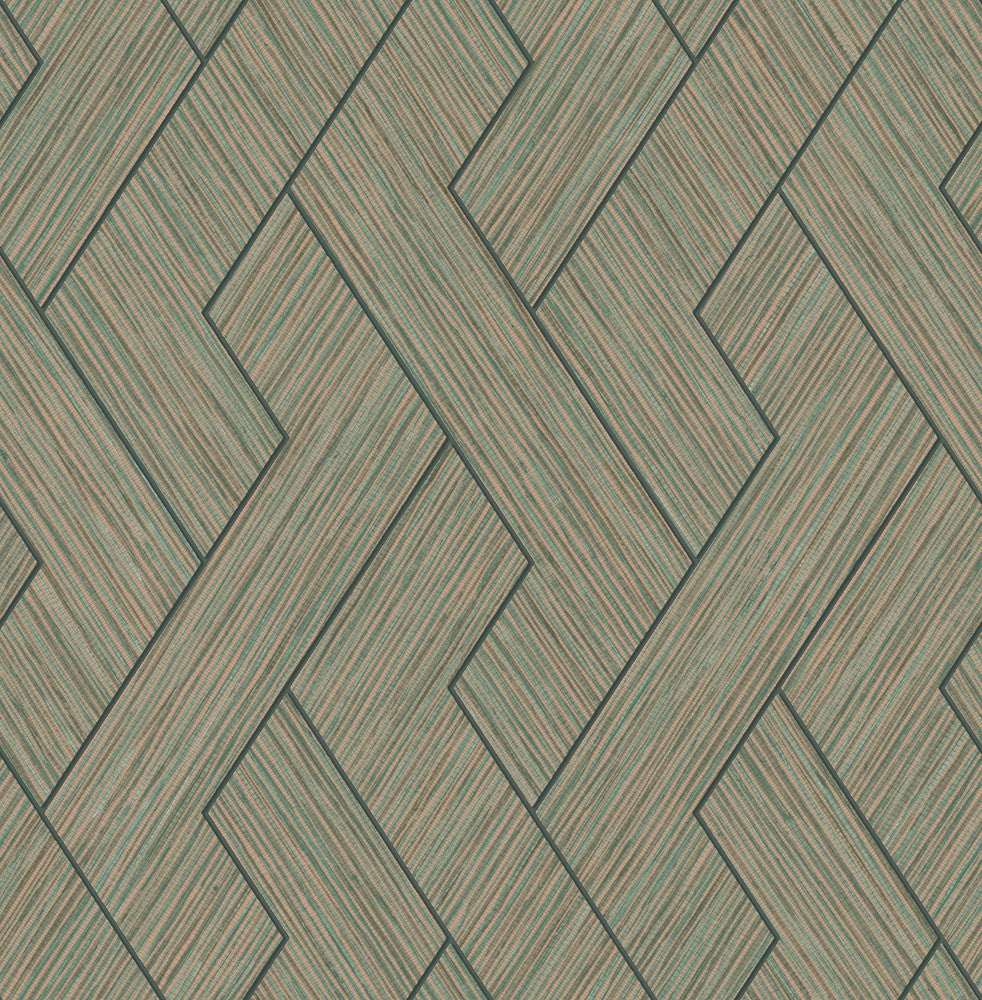 Ember Copper Geometric Basketweave Wallpaper by Advantage Designer Fusion Covers about 56.4 square feet 20.5-in by 33-ft long roll Unpasted 20.9 - Swanky Fabrics -