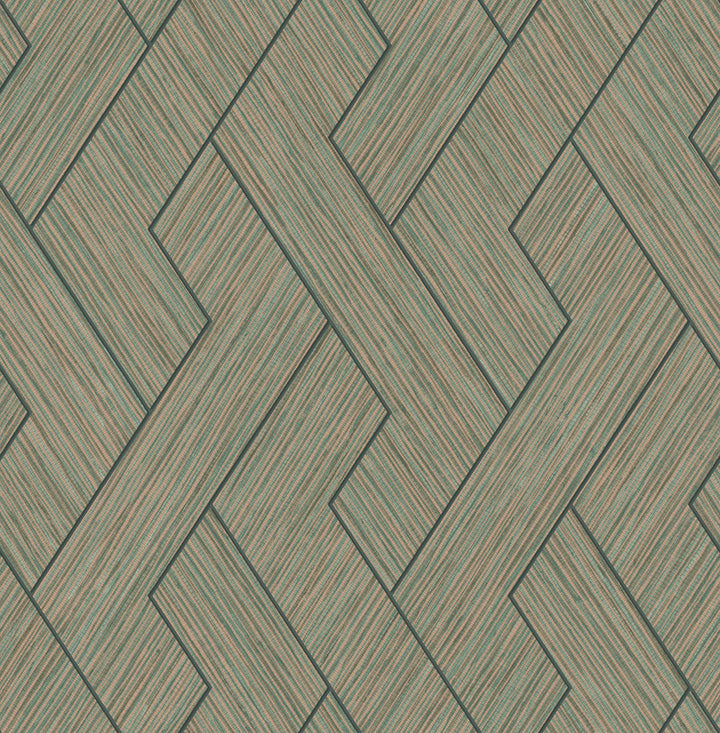 Ember Copper Geometric Basketweave Wallpaper by Advantage Designer Fusion Covers about 56.4 square feet 20.5-in by 33-ft long roll Unpasted 20.9 - Swanky Fabrics -