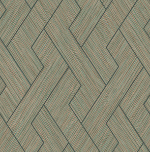 Ember Copper Geometric Basketweave Wallpaper by Advantage Designer