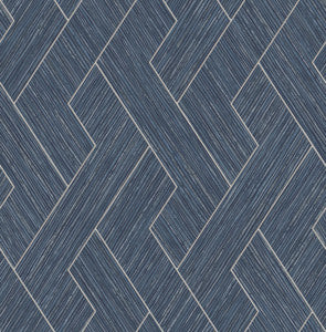 Ember Indigo Geometric Basketweave Wallpaper by Advantage Designer