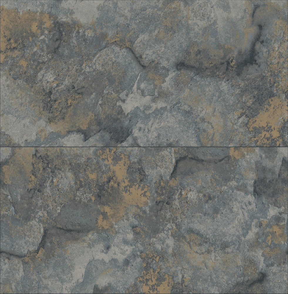 Aria Slate Marbled Tile Wallpaper by Advantage Designer Fusion Covers about 56.4 square feet 20.5-in by 33-ft long roll Unpasted 20.9 - Swanky Fabrics -