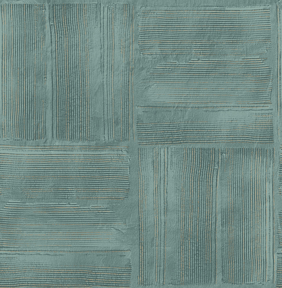 Jasper Teal Block Texture Wallpaper by Advantage Designer Fusion Covers about 56.4 square feet 20.5-in by 33-ft long roll Unpasted 20.9 - Swanky Fabrics -