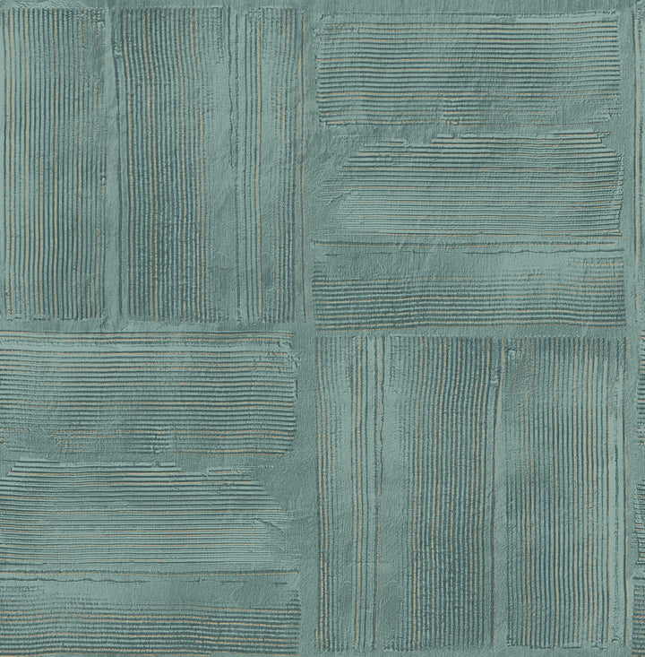 Jasper Teal Block Texture Wallpaper by Advantage Designer Fusion Covers about 56.4 square feet 20.5-in by 33-ft long roll Unpasted 20.9 - Swanky Fabrics -