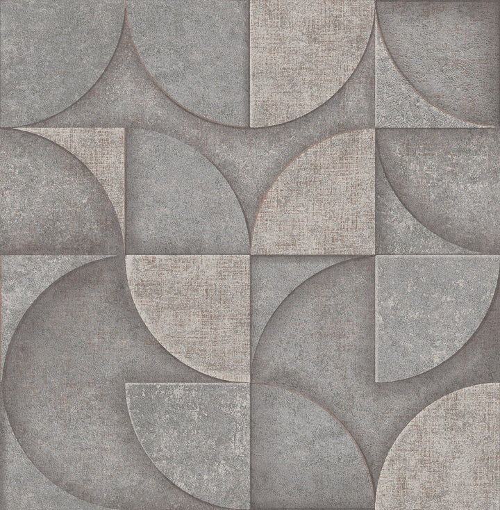 Addison Grey Retro Geo Wallpaper by Advantage Designer Fusion Covers about 56.4 square feet 20.5-in by 33-ft long roll Unpasted 20.9 - Swanky Fabrics -