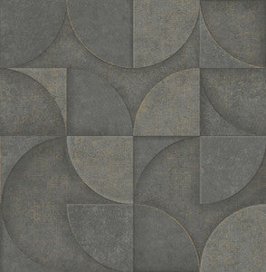Addison Charcoal Retro Geo Wallpaper by Advantage Designer