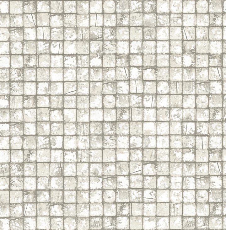 Kingsley Off White Tiled Wallpaper by Advantage Designer Fusion Covers about 56.4 square feet 20.5-in by 33-ft long roll Unpasted 10.4 - Swanky Fabrics -