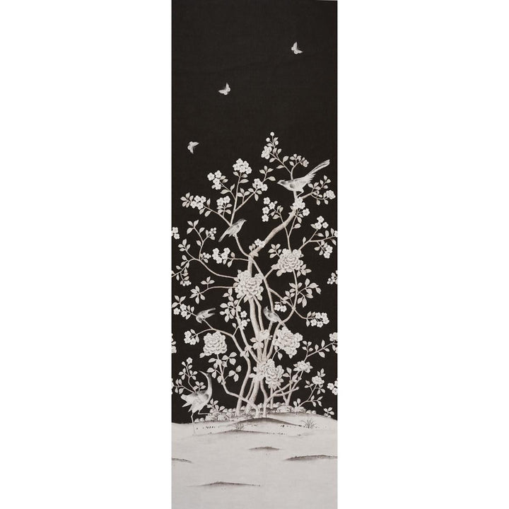Chinois Palais Vinyl Panel Noir 5010162 by Schumacher Designer Wallpaper Silver Lining Performance Wallcoverings 47.0" - Swanky Fabrics -