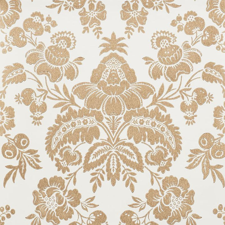 Simone Damask Gold 5009610 by Schumacher Designer Wallpaper New Traditional 10.5" - Swanky Fabrics -