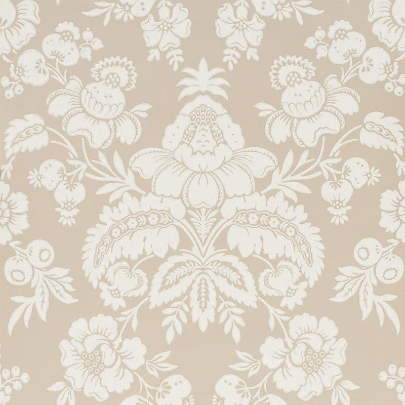 Simone Damask Stone 5009612 by Schumacher Designer Wallpaper New Traditional 10.5" - Swanky Fabrics -
