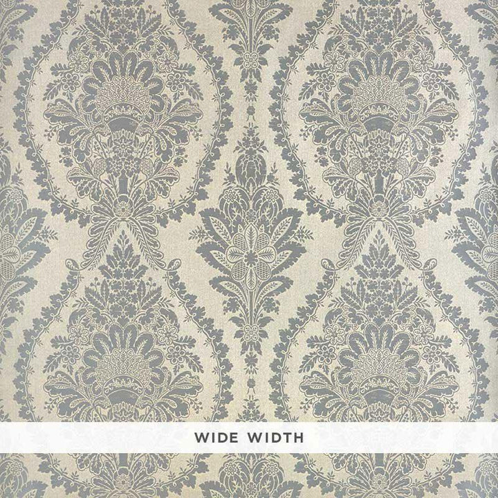 Incandescence Damask Burnished Silver 5007380 by Schumacher Designer Wallpaper Fabulous Faux 23.62" - Swanky Fabrics -