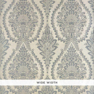 Incandescence Damask Burnished Silver 5007380 by Schumacher Designer Wallpaper