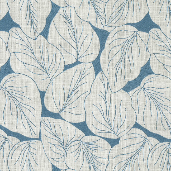 Philodendro Emb Aegean 412580 by PKL Studio Designer Fabric Base 70% Polyester, 30% Cotton Emb 100% polyester India 51000 Horizontal: 12.8 and Vertical: 15.5 54 - Swanky Fabrics -
