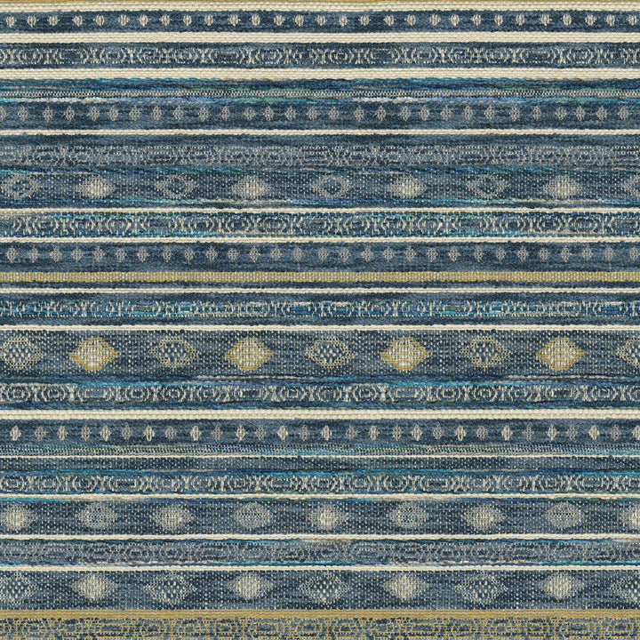 Trailhead Stripe Lapis 412830 by PKL Studio Designer Fabric 82% polyester, 18% cotton India 51000 Horizontal: 3.38 and Vertical: 15.5 54 - Swanky Fabrics -