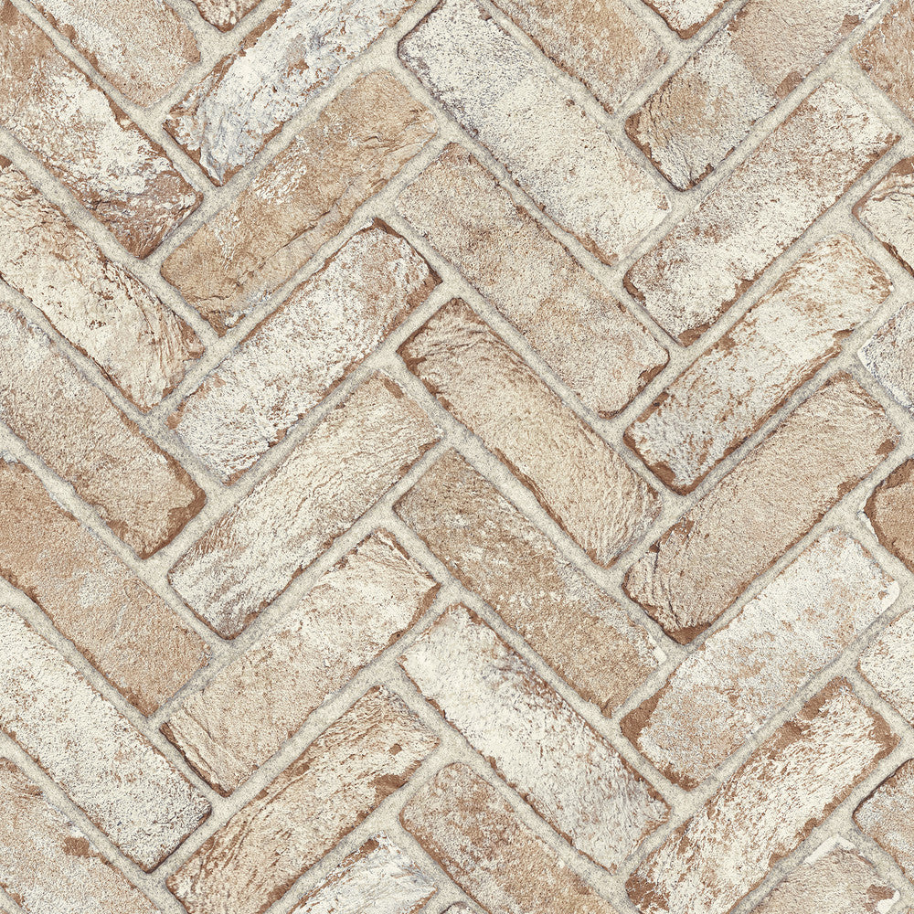 Canelle Rust Brick Herringbone Wallpaper by Chesapeake Designer Wildflower Covers about 56.4 square feet 20.5-in by 33-ft long roll Prepasted 20.5 - Swanky Fabrics -