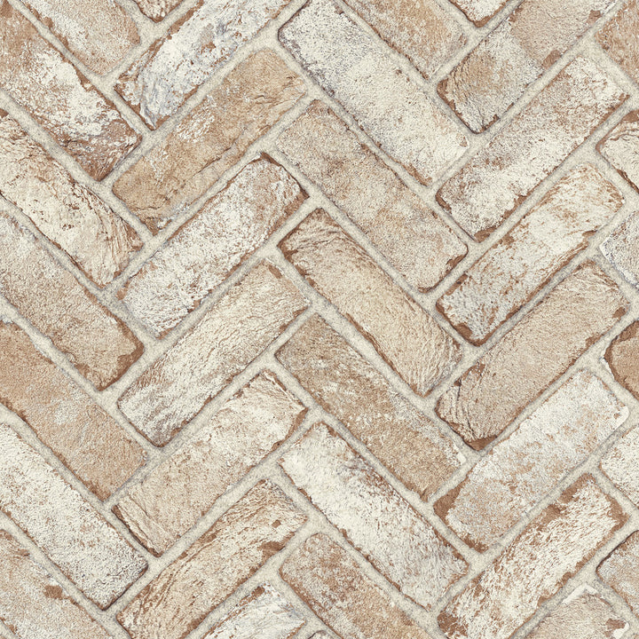 Canelle Rust Brick Herringbone Wallpaper by Chesapeake Designer Wildflower Covers about 56.4 square feet 20.5-in by 33-ft long roll Prepasted 20.5 - Swanky Fabrics -