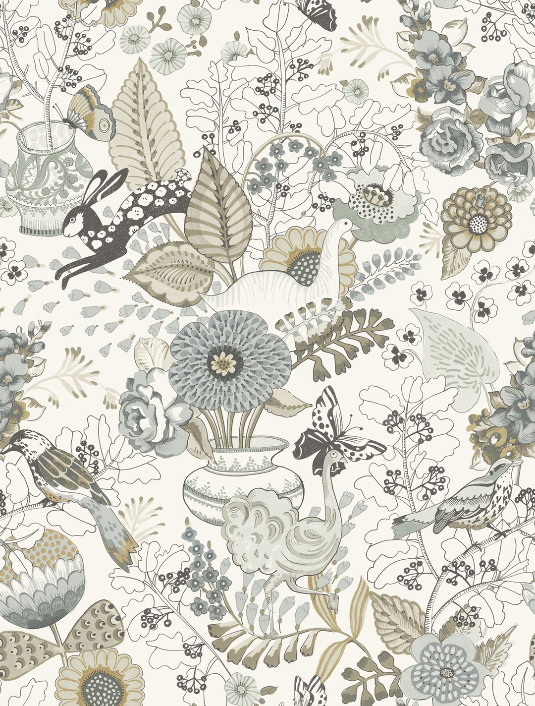 Whimsy Neutral Fauna Wallpaper by A-Street Prints Designer