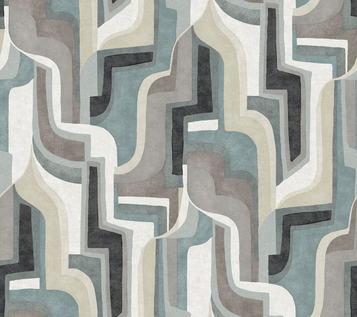 Tulum Denim Surreal Shapes Wallpaper by A-Street Prints Designer Whimsy Covers about 60.8 square feet 27-in by 27-ft long roll Unpasted 24 - Swanky Fabrics -