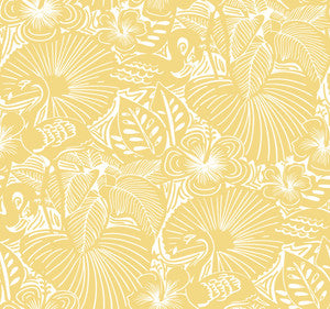 Idalia Yellow Floral Flamingo Wallpaper by A-Street Prints Designer