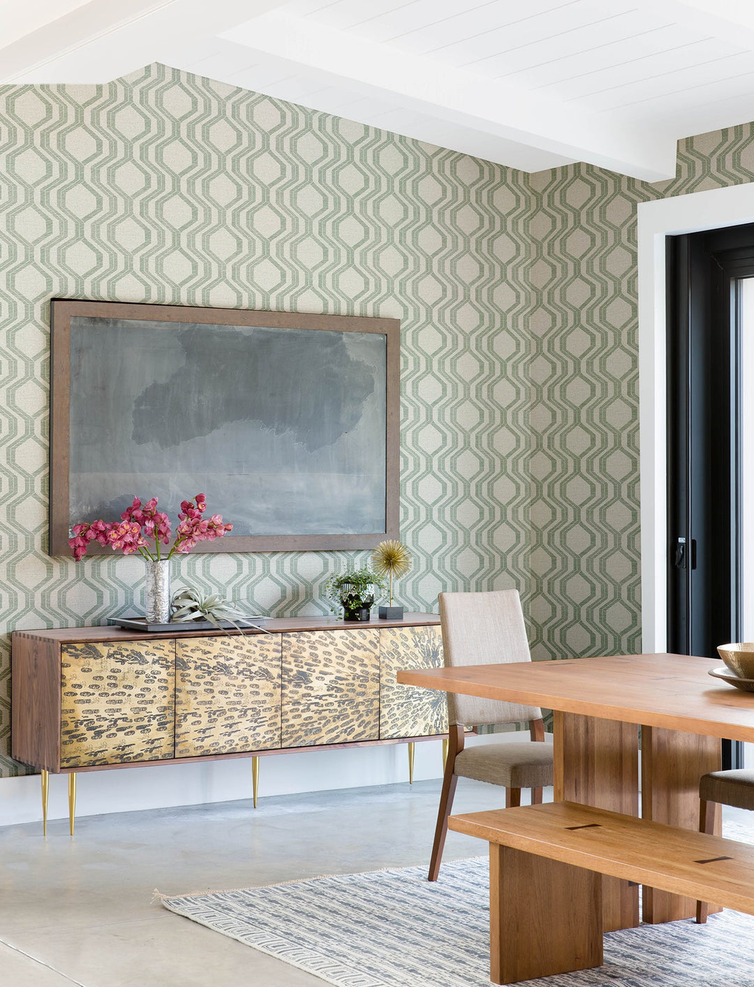 Burton Green Modern Ogee Wallpaper by A-Street Prints Designer