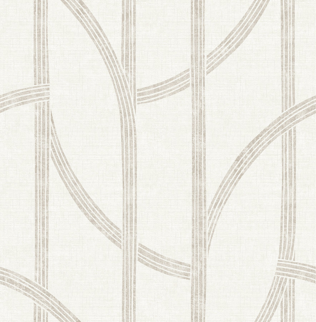 Harlow Champagne Curved Contours Wallpaper by A-Street Prints Designer