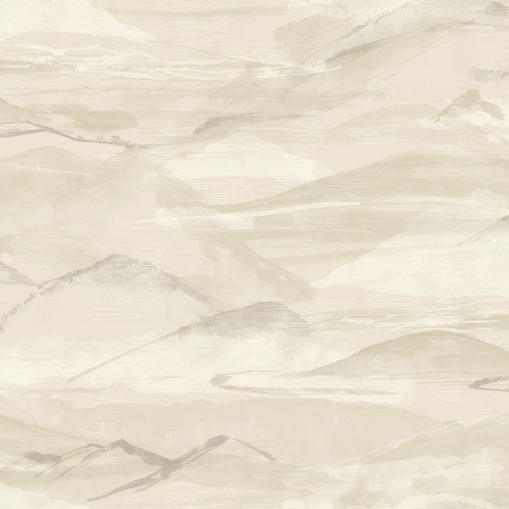 Bozeman Mountains Bone Wallpaper by Chesapeake Designer Yellowstone Covers about 56.4 square feet 20.5-in by 33-ft long roll Prepasted 20.5 - Swanky Fabrics -