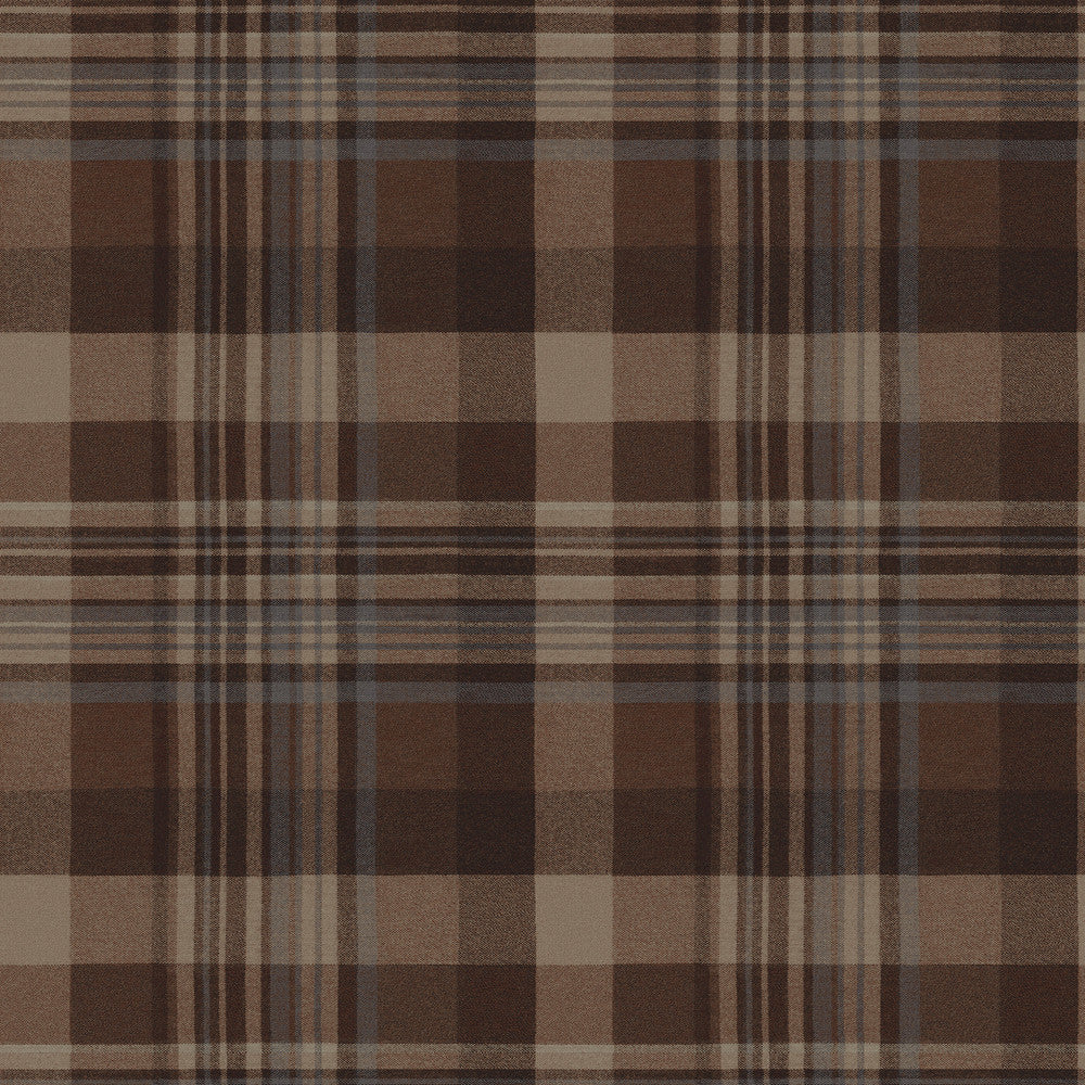 Dutton Plaid Rust Wallpaper by Chesapeake Designer Yellowstone Covers about 56.4 square feet 20.5-in by 33-ft long roll Prepasted 20.5 - Swanky Fabrics -