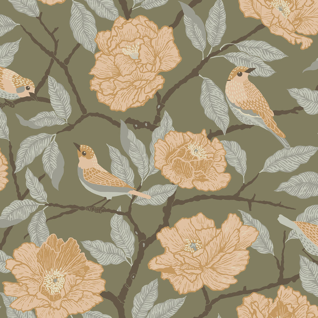 Bernadina Moss Rosebush Wallpaper by A-Street Prints Designer