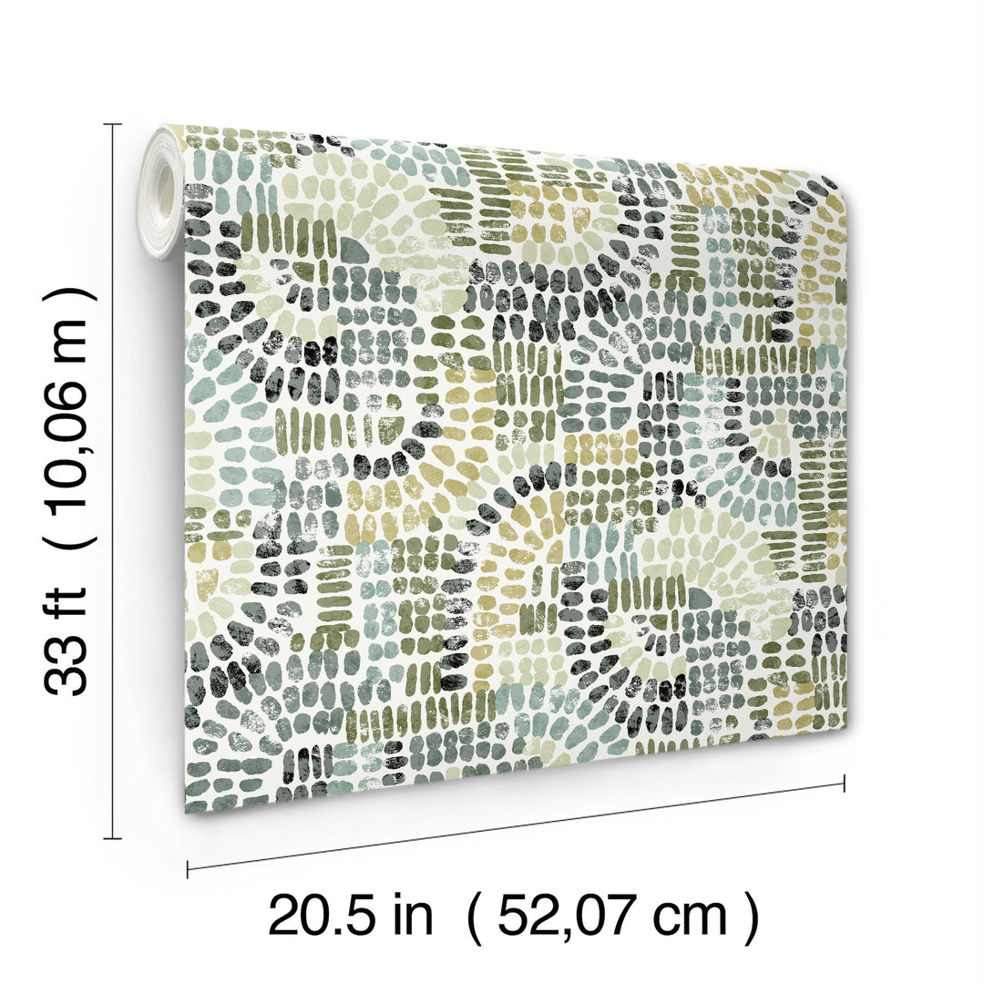 Wanderer Evergreen Mosiac Wallpaper by A-Street Prints Designer